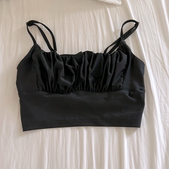 Black Crop Tank Top - Picture 1 of 3